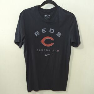 Nike Cincinatti Reds Baseball T-shirt Black + Red MLB Dri-Fit Men's Size Small